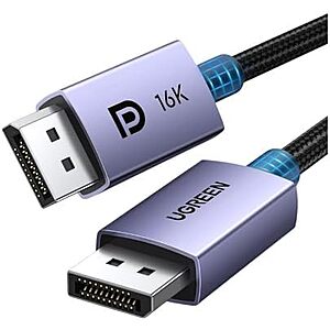 6.6' UGREEN 40Gbps DisplayPort 2.1 Cable $10 
