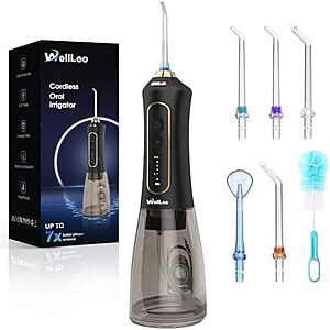 WellLeo 300ml Cordless Rechargeable Water Flosser $9 