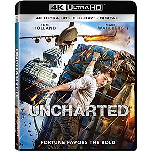 Uncharted (4K Ultra HD + Blu-ray + Digital) $11 