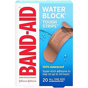 Select Accts: 20-Ct Band-Aid Water Block Waterproof Tough Adhesive Bandages $2.10 w/ S&S