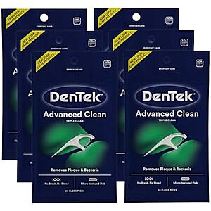 Select Accts: 6-Pk 20-Ct DenTek Triple Clean Advanced Clean Floss Picks $1.85 w/ S&S