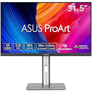 32" ASUS ProArt Display PA32QCV 6K 98% DCI-P3 Thunderbolt 4 IPS Monitor $894.70 + Free S&H