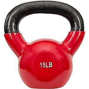 15-Lbs Sunny Health & Fitness Vinyl Coated Kettlebell $18 