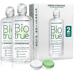 Select Accts: 2-Pk 10oz Bausch + Lomb Biotrue Hydration Plus Contact Lens Solution $5.40 w/ S&S