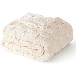 $9.48* | 60" x 50" Exclusivo Mezcla Fleece Throw Blanket (Ivory) at Amazon
