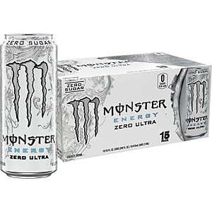 Select Accts: 15-Pk 16-Oz Monster Energy Zero Ultra Sugar Free Energy Drink $15.15 w/ S&S