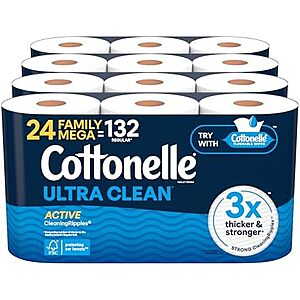 24-Pk Cottonelle Toilet Paper Family Mega Rolls (Ultra Clean or Ultra Comfort) 2 for $35.50 w/ S&S + Free S&H