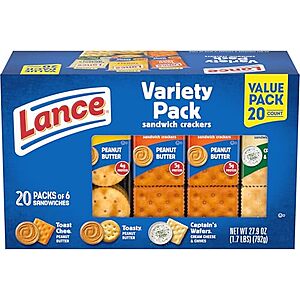 Select Accts: 20-Pack 1.4-Oz Lance Sandwich Crackers (Variety Pack) 5 For $21.25 w/ S&S