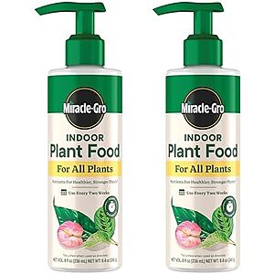 * | 2-Pk 8-Oz Miracle-Gro Indoor Plant Food Liquid Fertilizer (various) at Amazon