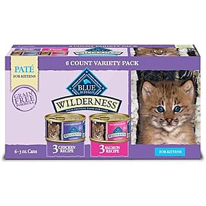 [SnS, AC] * | 6-Pack 3-Oz Blue Buffalo Wilderness Kitten Food (Variety Pack- Chicken & Salmon) at Amazon