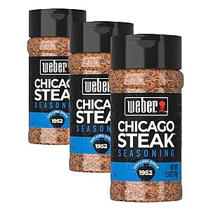 $5.14* | 3-Pk 2.5-Oz Weber Seasoning (Chicago Steak) at Amazon