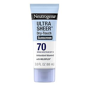 Select Accts: 3-Oz Neutrogena Ultra Sheer Dry-Touch Sunscreen Lotion (SPF 70) $4.40 
