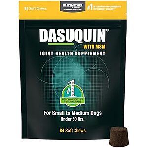 SnS,AC] $19.99 | 84-Count Nutramax Dasuquin for Small to Medium Dogs,Joint Health Supplement at Amazon