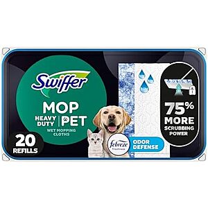 [SnS] $7.31 | 20-Count Swiffer Sweeper Pet Heavy Duty Multi-Surface Wet Cloth Refills (Fresh) at Amazon