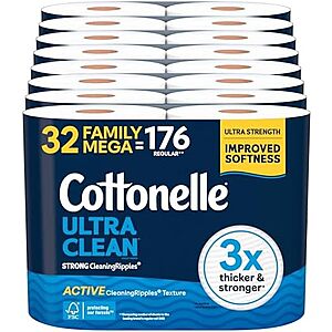 Select Accounts: 32-Pk Cottonelle 1-Ply Toilet Paper Family Mega Rolls $22.60 w/ S&S