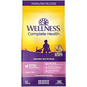 5-lb Wellness Complete Health Kitten Dry Cat Food (Turkey, Turkey Meal & Chicken) $7.60 w/ S&S