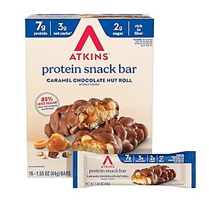 Select Accts: 16-Pk 1.55-Oz Atkins Snack Bar (Caramel Chocolate Nut Roll) 2 for $18.85 w/ S&S + Free S&H