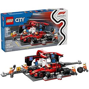 $23.99* | 332-Piece LEGO City: Formula 1 - F1 Pit Stop & Pit Crew with Ferrari Car (60443, 2025) at Amazon