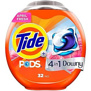 [SnS, AC] $37.85 | 4 × 32-Count Tide PODS Laundry Detergent (Downy April Fresh) ($9.46 each) at Amazon