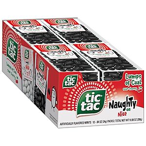 [SnS, AC] $8.59 | 12-Ct 0.84-oz Tic Tac Naughty or Nice Lumps of Coal Mints (Sour Cherry Flavor) at Amazon