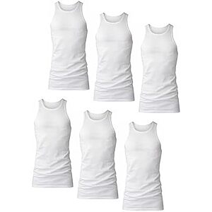 $11.98 | 6-Pack Hanes Men's Cotton Tank Undershirts (White, Large) at Amazon