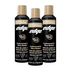 Select Accounts: 3-Pk 7oz. Men's Edge Shaving Gel (Cedarwood & Shea Butter) $8.25 w/ S&S