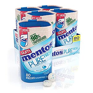[SnS, AC] $21.56 | 2 × 4-Pack 80-Count Mentos Pure Fresh Sugar Free Gum With Xylitol Sweetener (Fresh Mint) ($10.78 each) at Amazon