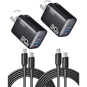 [AC] $9.89 | 2-Pack INIU Up to 30W PD Fast Charging USB-C Charger Block (USB-C + USB-A; Black) at Amazon