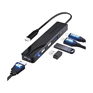 (Refurbished) Sabrent 5-In-1 4K@60Hz HDMI/USB-C Hub/Docking Station $4 + Free S&H w/ Prime