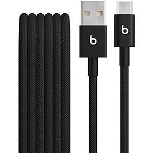 5' Beats USB-A to USB-C Woven Charging Cable (Bolt Black) $5 
