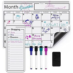$9.44* | 12"x17" Amazon Basics Magnetic Dry Erase Whiteboard Calendar w/ Markers & Eraser at Amazon