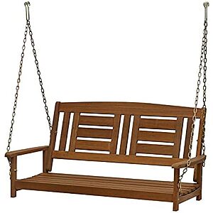 $80.09* | Furinno Tioman Hardwood 4' 2-Seater Outdoor Porch Swing w/ Chains (Natural) at Amazon