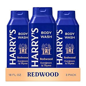 [SnS, AC] $14.01* | 3-Pack 18-Oz Harry's Men's Body Wash (Redwood / Evergreen & Thyme) at Amazon
