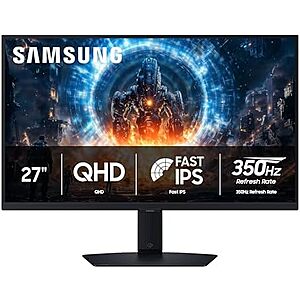 $295.19 | Samsung 27” Odyssey G6 G60F QHD Resolution Gaming Monitor, 350Hz Refresh Rate, Fast IPS Panel at Amazon