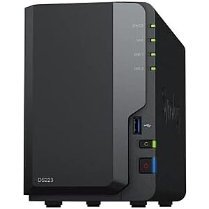$228.12 | Synology DS223 Home & Office Backup Hub (2-Bay Diskless NAS) at Amazon