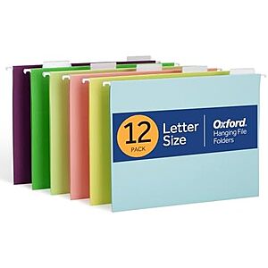 $5.70 | Oxford Hanging File Folders, 12 Pack, Letter Size (8.5" x 11") at Amazon
