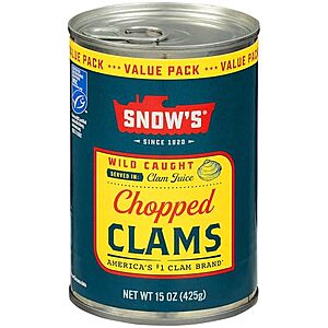 15-Oz Snow's Wild Caught Chopped Canned Clams $2.50 w/ S&S
