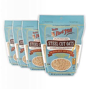 [SnS] $10.10* | 4-Pack 24-Oz Bob's Red Mill Steel Cut Oats at Amazon