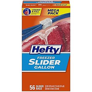 Select Accts: 56-Ct 1-Gallon Hefty Slider Freezer Storage Bags $6.10 w/ S&S