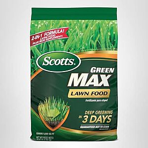 [Prime] $48.71 | 33.33-lbs Scotts Green Max Lawn Food - Lawn Fertilizer for Grass Plus Iron Supplement, 10,000 sq. ft. at Amazon