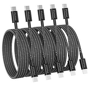 $6.81* | 5-Pack 6-ft Plnhixt 60W USB 2.0 USB-C to USB-C Charge & Data Transfer Cables at Amazon
