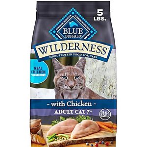 [SnS, AC] $8.67 | 5 lbs Blue Buffalo Wilderness with Chicken Natural High-Protein Grain-Free Dry Food for Adult Cats 7+ at Amazon