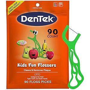 Select Accts: 90-ct DenTek Kids Fun Flossers w/ Wild Fruit Flavor $1.50 w/ S&S