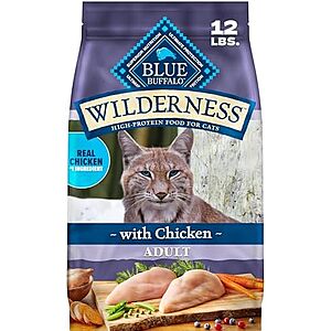 Select Accts: 12-Lb Blue Buffalo Wilderness Natural Adult Dry Cat Food (Chicken) $14.10 w/ S&S + Free S&H