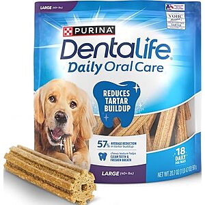18-Count Purina DentaLife Daily Oral Care Dog Sticks (Large Chews) $5.70 w/ S&S