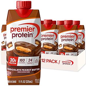 12-Pack 11-Oz Premier Protein 30g Protein Shakes (Chocolate Peanut Butter) $8.15 w/ S&S