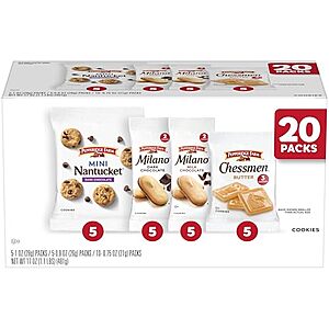 20-Pk Pepperidge Farm Cookies Snack Packs (Variety Packs) $9.95 w/ S&S