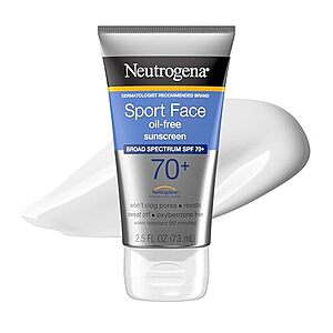 Prime Members: 2.5-Oz Neutrogena Sport SPF 70+ Oil-Free Face Sunscreen $5.20 w/ S&S + Free S&H