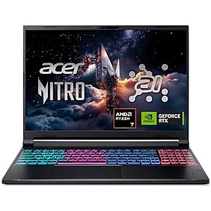 Prime: Acer Nitro V 16S AI Laptop: Ryzen 7 260, 16" 1200p, 32GB RAM, RTX 5060 $1100 + Free S&H