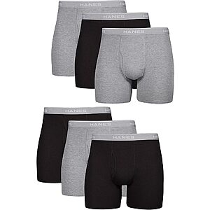 Prime Members: 6-Pk Hanes Men's Boxer Briefs (Black/Gray) $12.95 + Free S&H